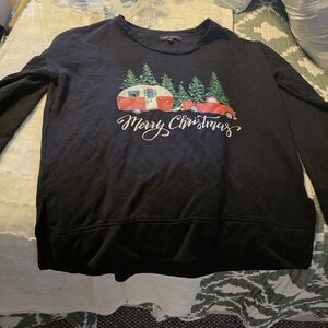 State of Mind Black Holiday Sweatshirt with Red and Green Accents
